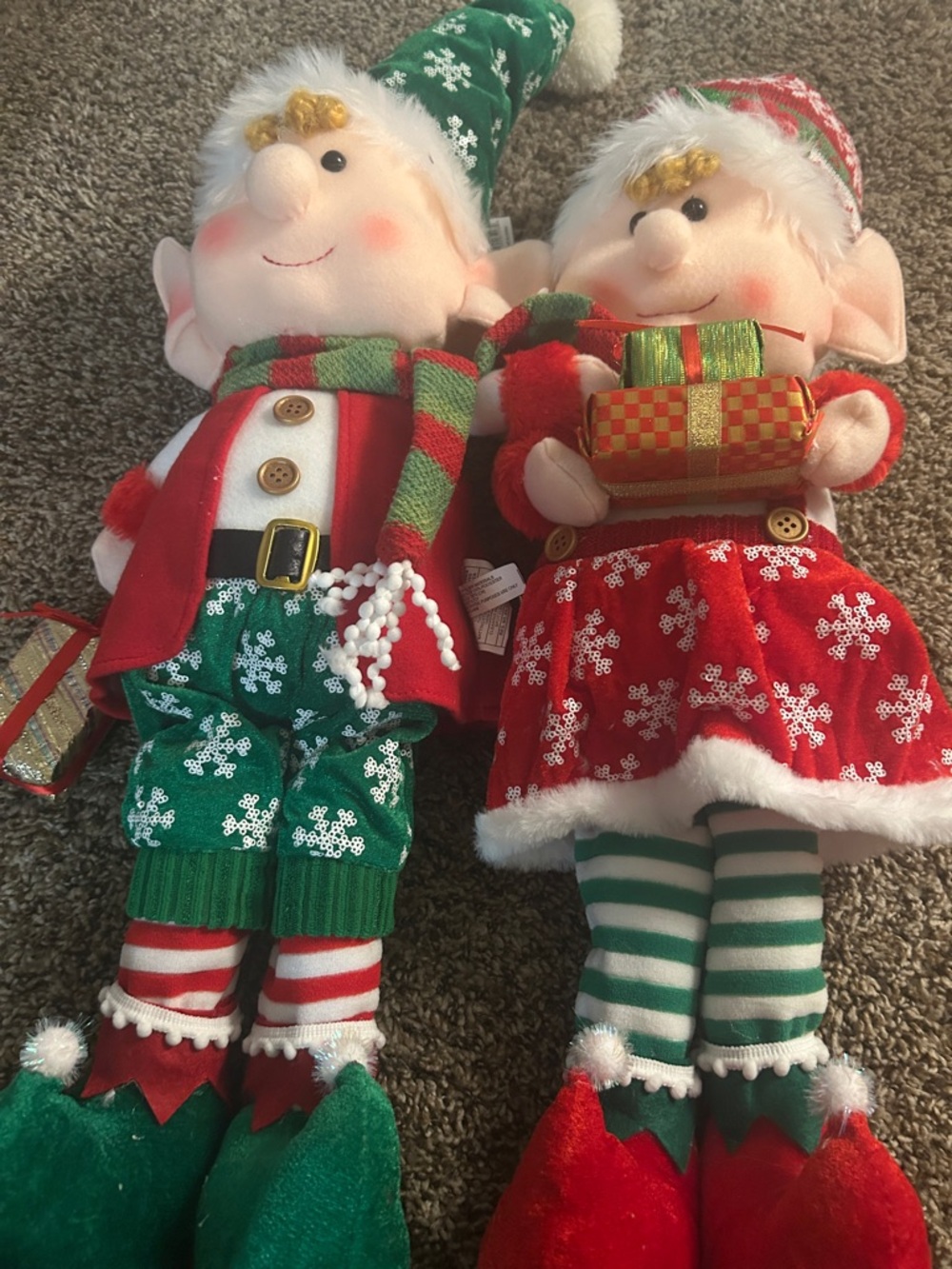 Holiday Elf Plush Duo - Red & Green Festive Elves